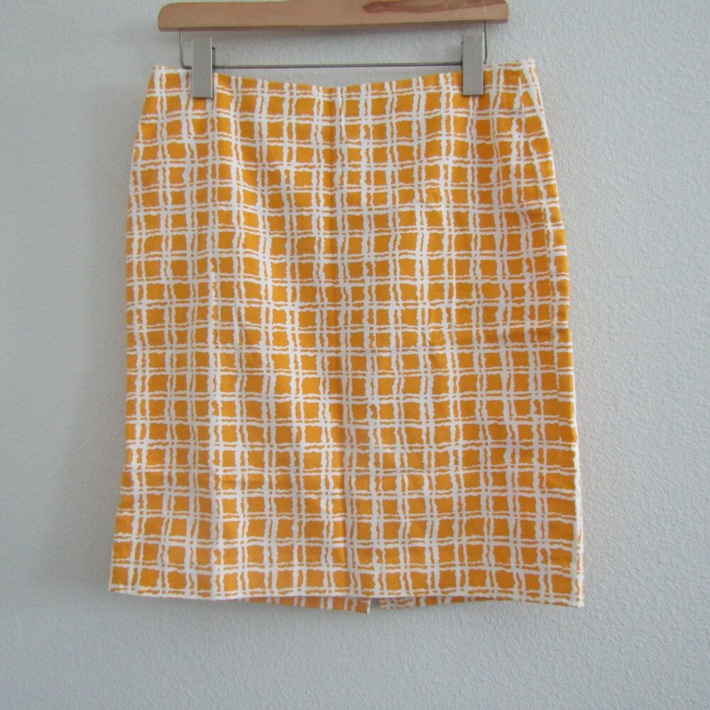 Talbots Women's Plaid Skirt 8 Petite Yellow Preppy Academia Office Church